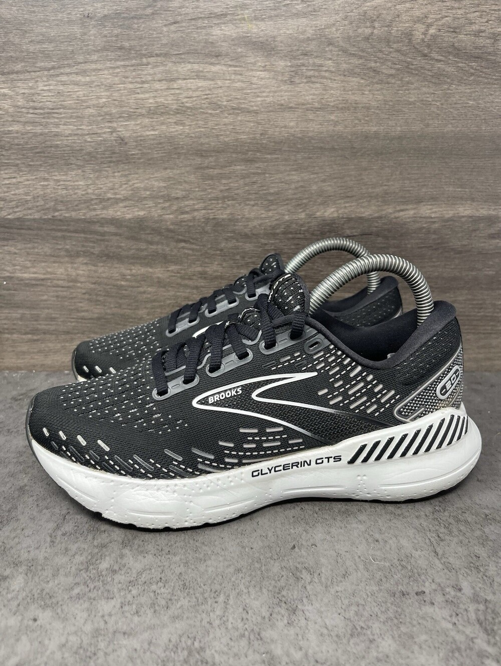 Brooks Glycerin GTS 20 Size 6.5 Womens Black White Running Shoes 1203701B059